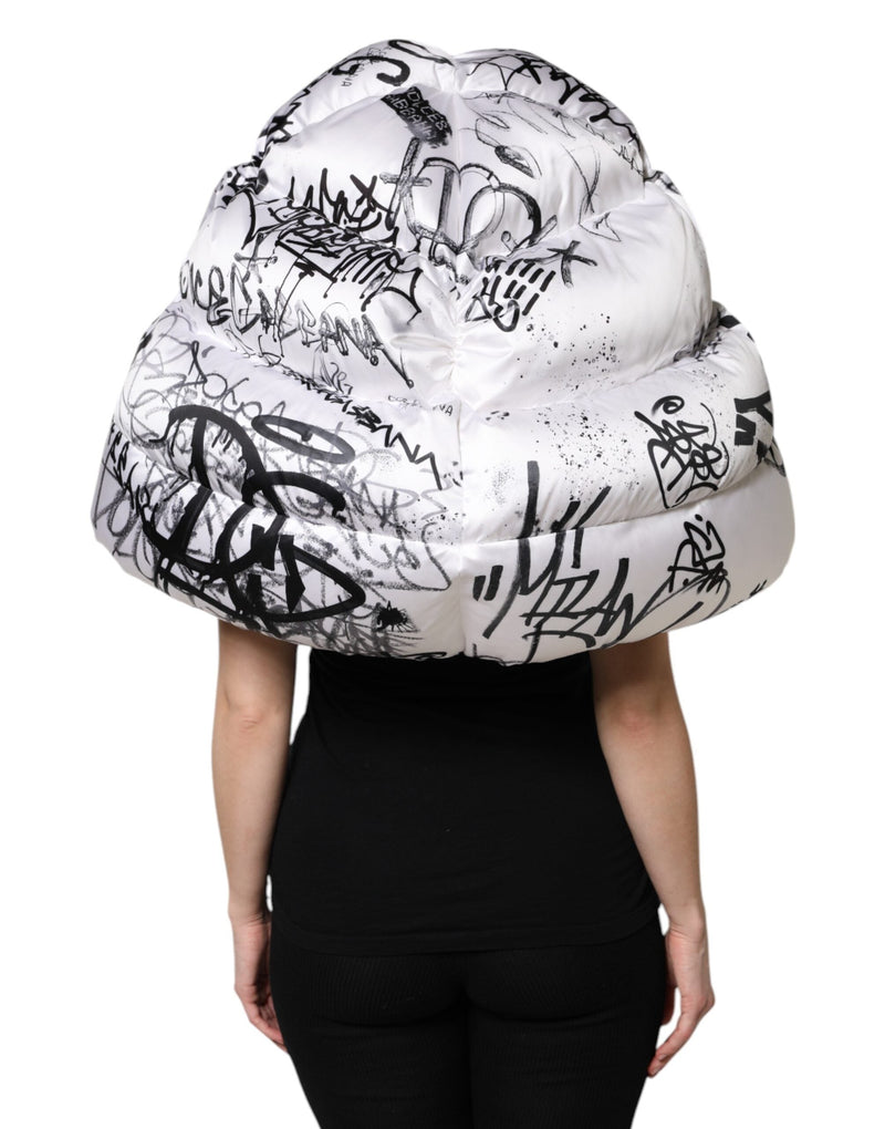 White Polyester Printed Hood Quilted Hat Dolce & Gabbana