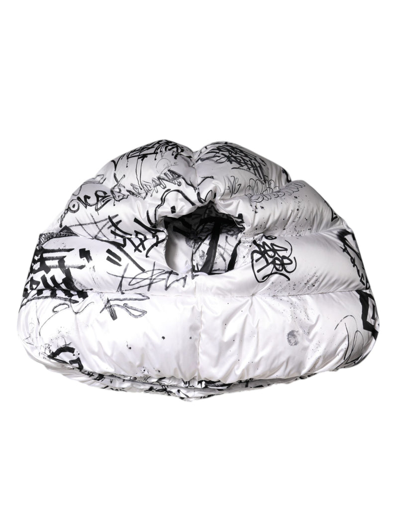 White Polyester Printed Hood Quilted Hat Dolce & Gabbana