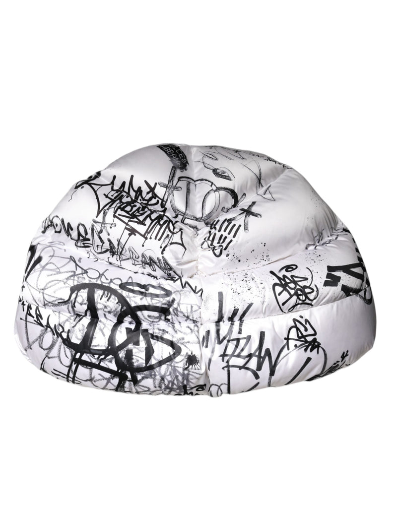 White Polyester Printed Hood Quilted Hat Dolce & Gabbana