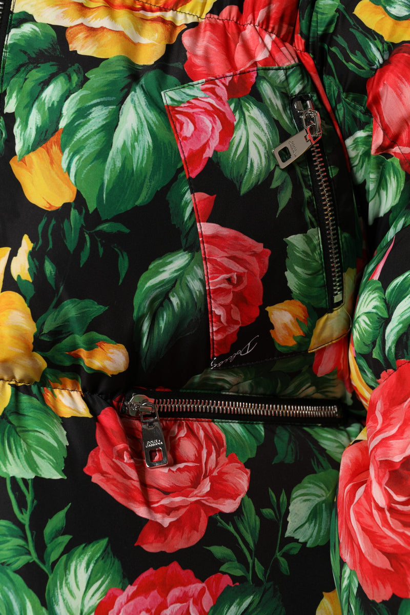 Multicolor Floral Puffer Hooded Jacket Dolce & Gabbana