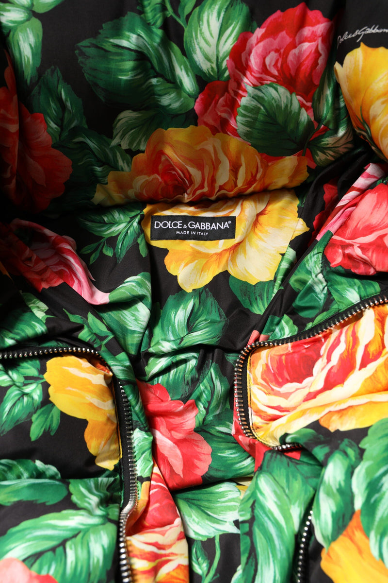 Multicolor Floral Puffer Hooded Jacket Dolce & Gabbana