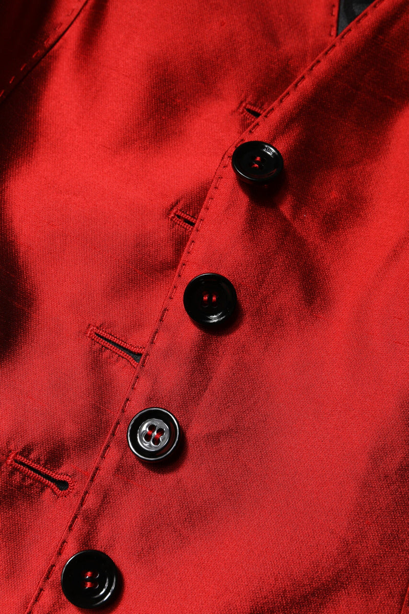 Red Black Button Down Sleeveless Vest Top Dolce & Gabbana