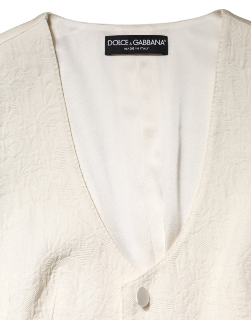 Ivory Cotton Button Down Sleeveless Vest Top Dolce & Gabbana