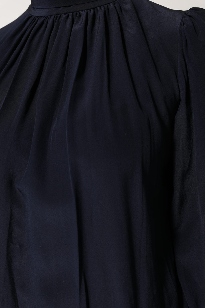 Blue Silk Mock Neck Long Sleeves Blouse Top Dolce & Gabbana