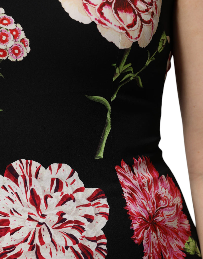 Black Floral Print Sleeveless Tank Blouse Top Dolce & Gabbana