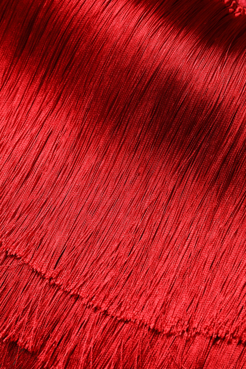 Red Silk Strapless Fringe Crop Tube Top Dolce & Gabbana