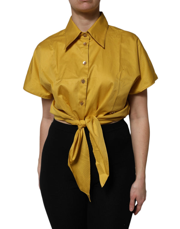 Mustard Collared Short Sleeves Blouse Top Dolce & Gabbana