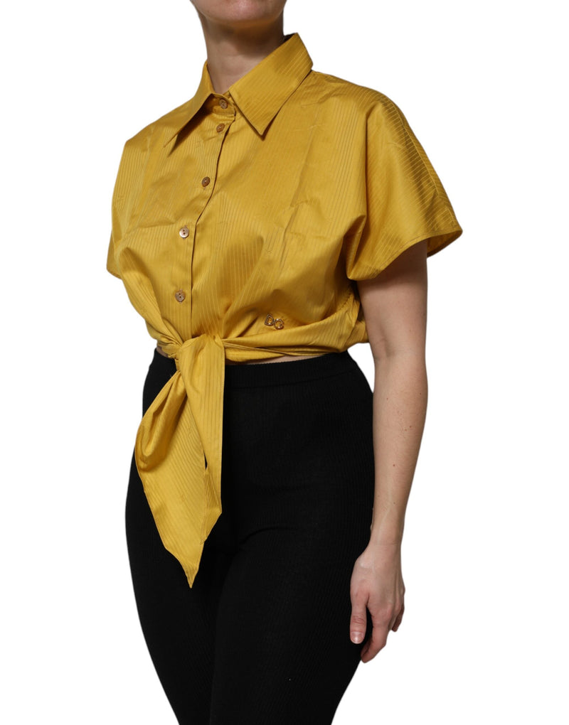 Mustard Collared Short Sleeves Blouse Top Dolce & Gabbana