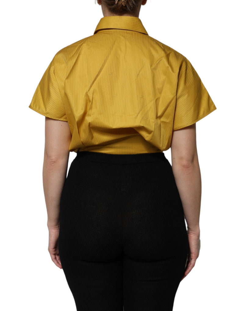Mustard Collared Short Sleeves Blouse Top Dolce & Gabbana