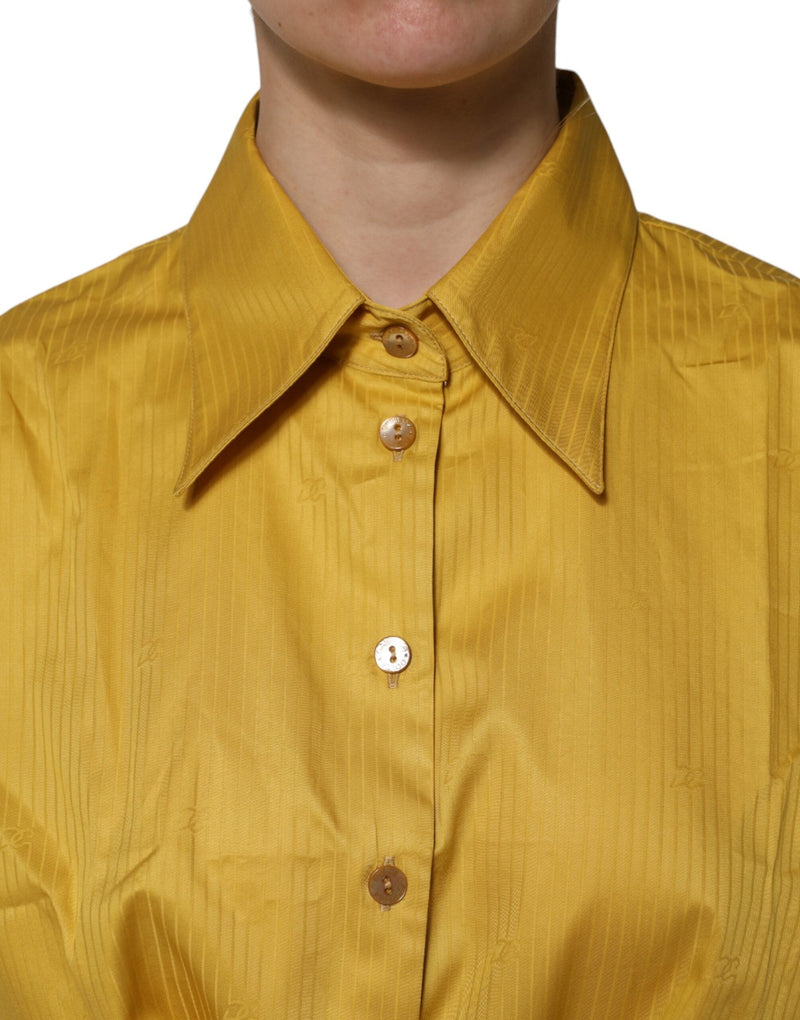 Mustard Collared Short Sleeves Blouse Top Dolce & Gabbana