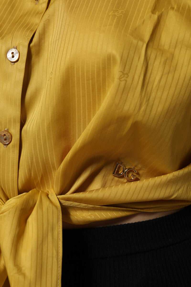 Mustard Collared Short Sleeves Blouse Top Dolce & Gabbana