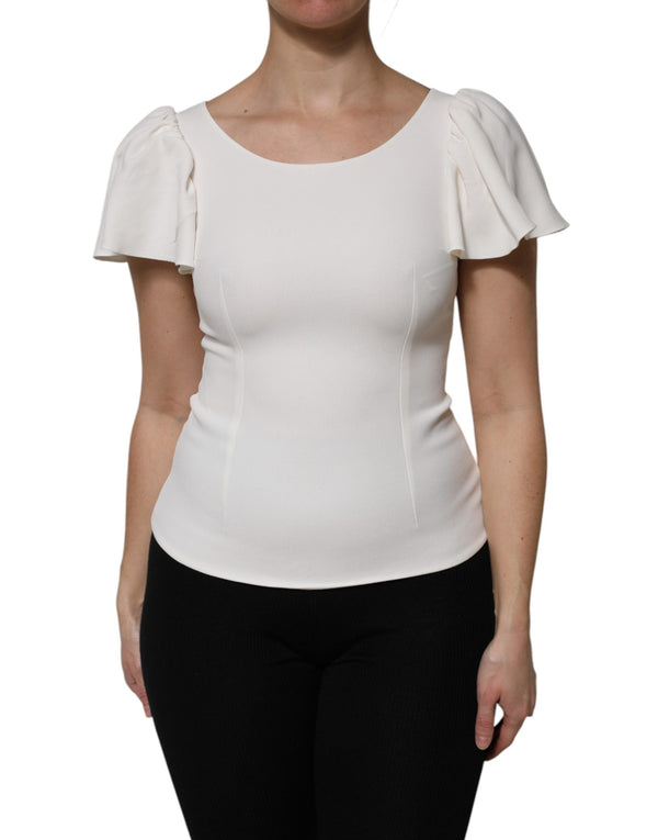 White Viscose Round Neck Short Sleeves Top Dolce & Gabbana