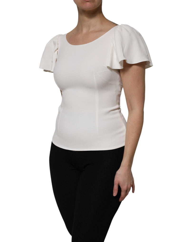 White Viscose Round Neck Short Sleeves Top Dolce & Gabbana