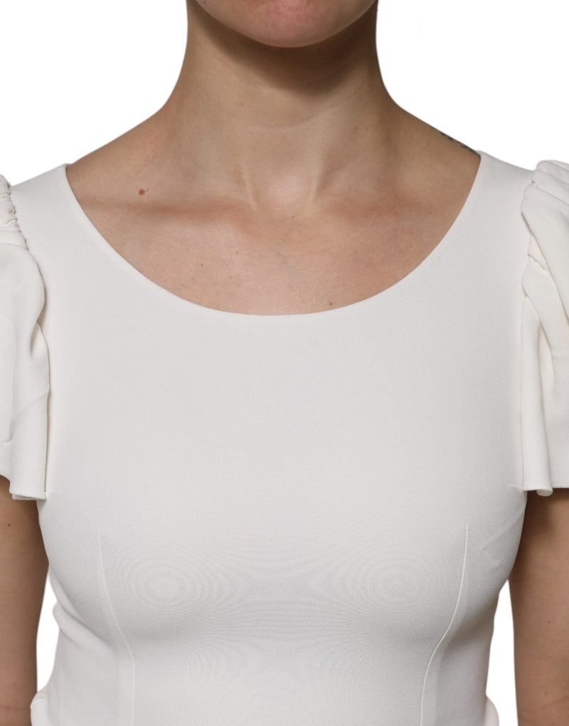 White Viscose Round Neck Short Sleeves Top Dolce & Gabbana