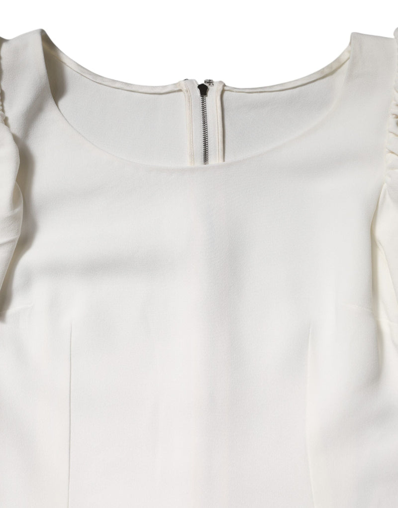 White Viscose Round Neck Short Sleeves Top Dolce & Gabbana