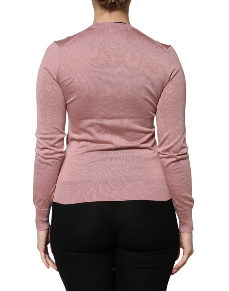 Pink Silk Knit Button Down Cardigan Sweater Dolce & Gabbana