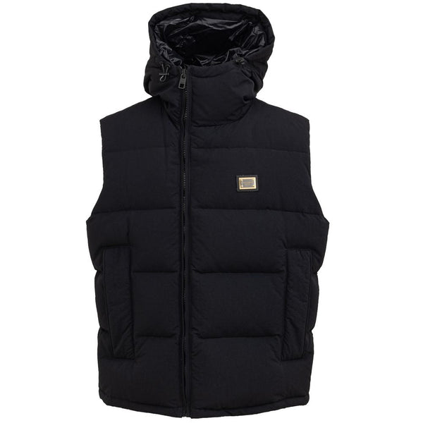 Black Polyester Sleveless Jacket Dolce & Gabbana