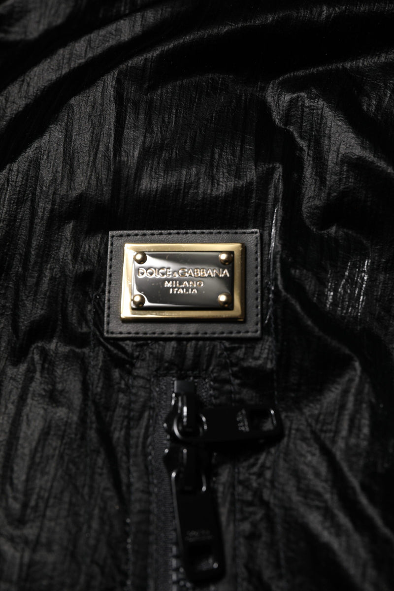 Black Logo Full Zip Hooded Quilted Jacket Dolce & Gabbana