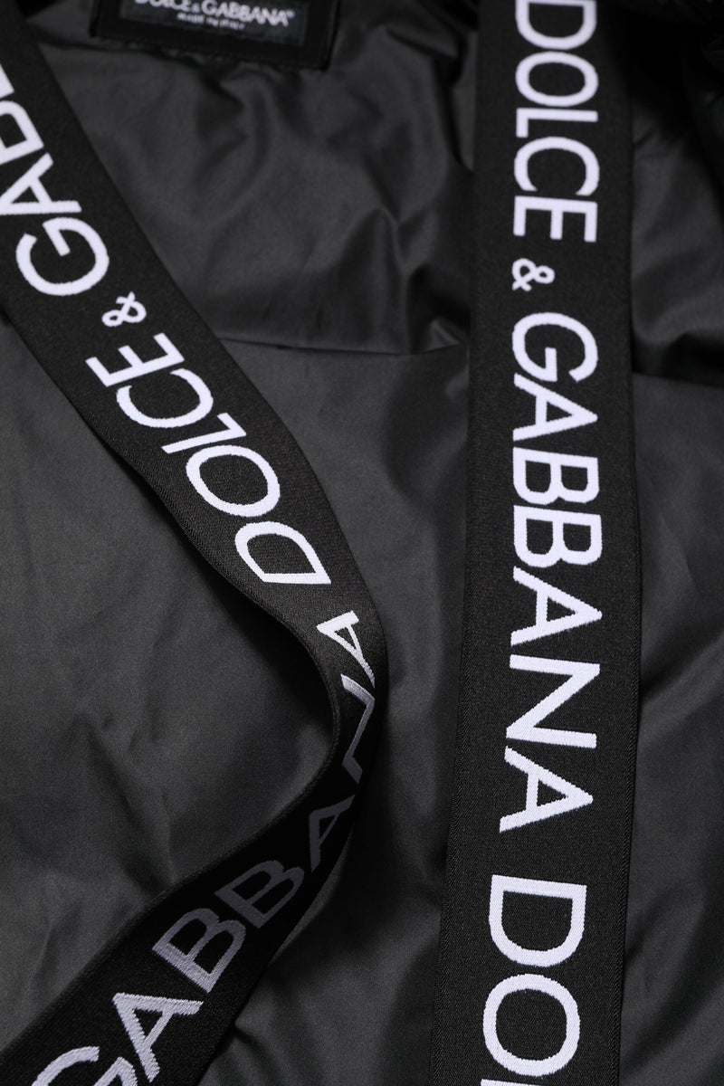 Black Logo Full Zip Hooded Quilted Jacket Dolce & Gabbana