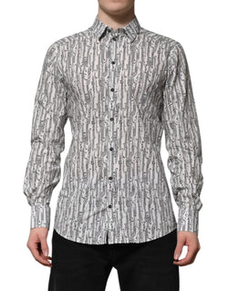 White Floral Print Casual Long Sleeves Shirt Dolce & Gabbana
