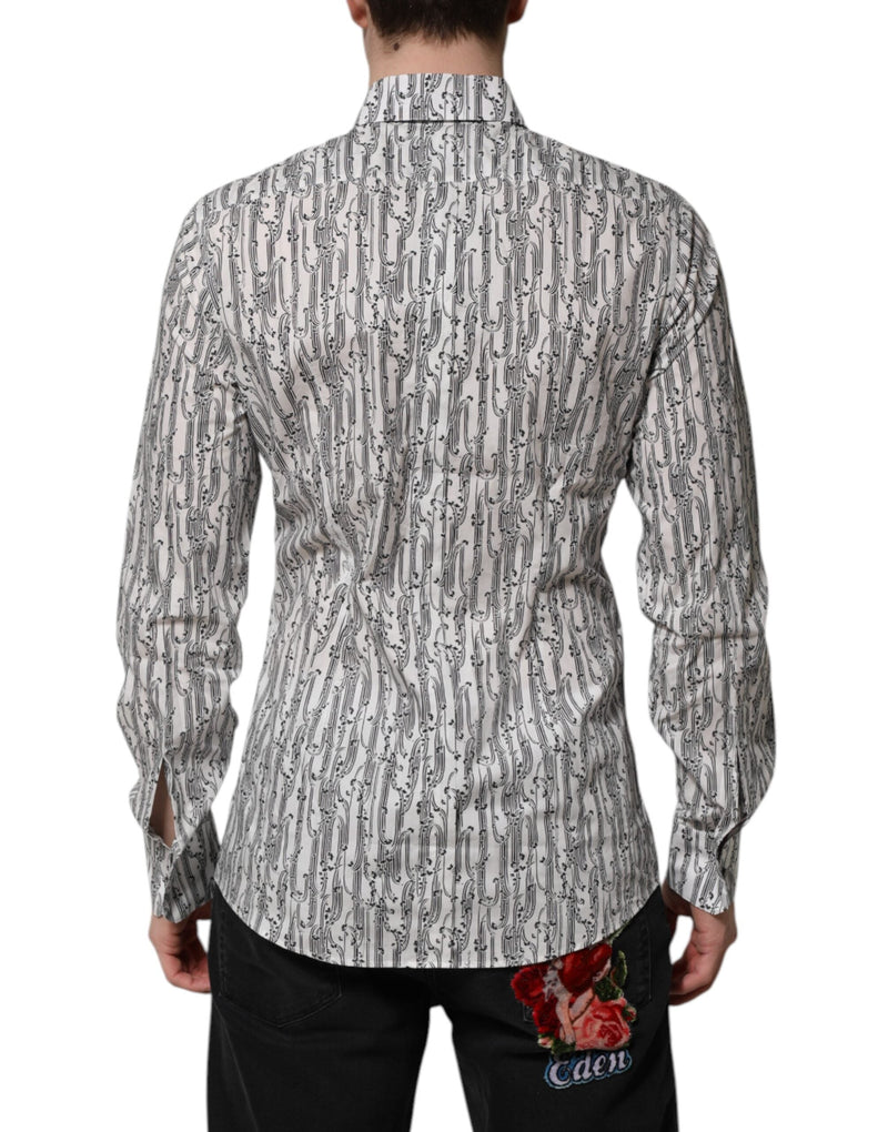 White Floral Print Casual Long Sleeves Shirt Dolce & Gabbana
