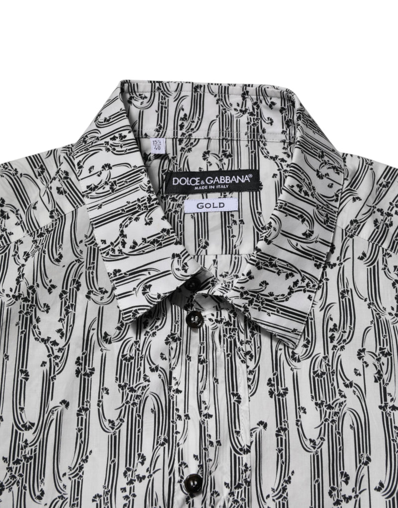 White Floral Print Casual Long Sleeves Shirt Dolce & Gabbana