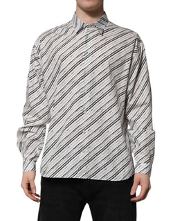 White Striped Long Sleeves Men Formal Shirt Dolce & Gabbana