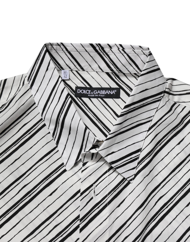 White Striped Long Sleeves Men Formal Shirt Dolce & Gabbana
