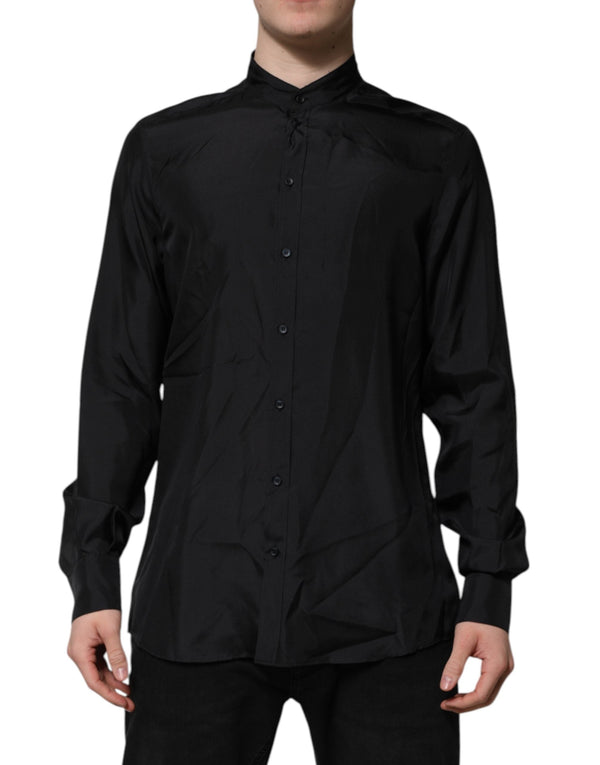 Dark Blue Silk MARTINI Men Formal Dress Shirt Dolce & Gabbana
