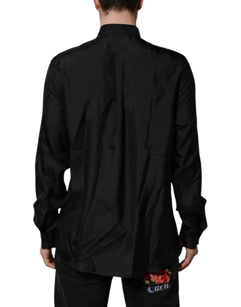 Dark Blue Silk MARTINI Men Formal Dress Shirt Dolce & Gabbana