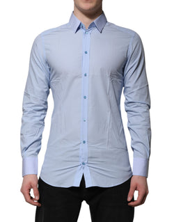 Blue Cotton GOLD Long Sleeves Men Dress Shirt Dolce & Gabbana