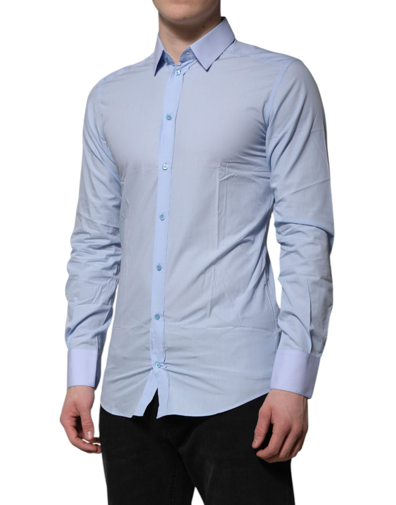 Blue Cotton GOLD Long Sleeves Men Dress Shirt Dolce & Gabbana