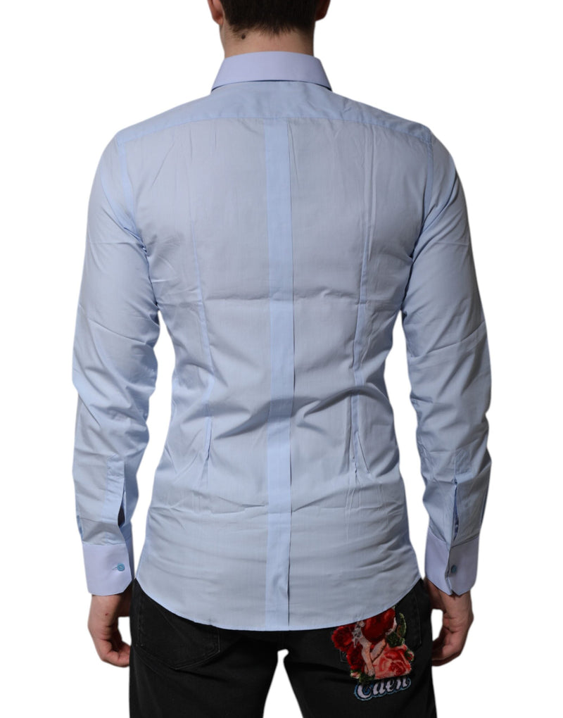 Blue Cotton GOLD Long Sleeves Men Dress Shirt Dolce & Gabbana