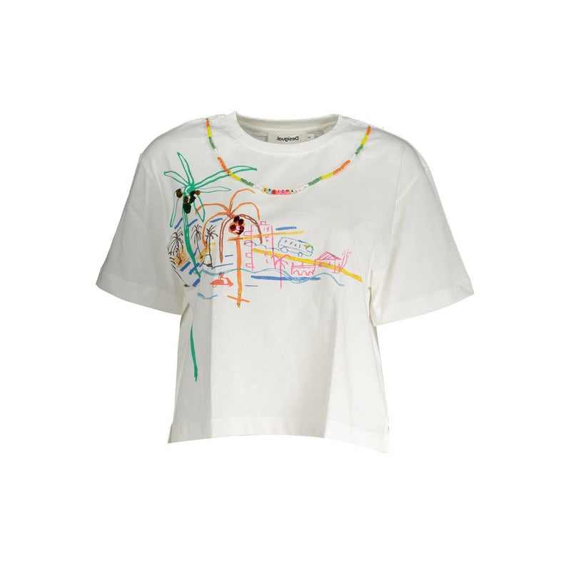 White Cotton Women Top Desigual