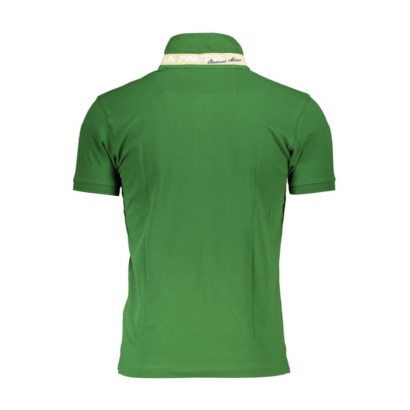 Sleek Green Slim Fit Polo with Contrast Detail La Martina