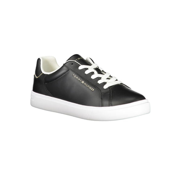 Black Leather Women Sneaker Tommy Hilfiger
