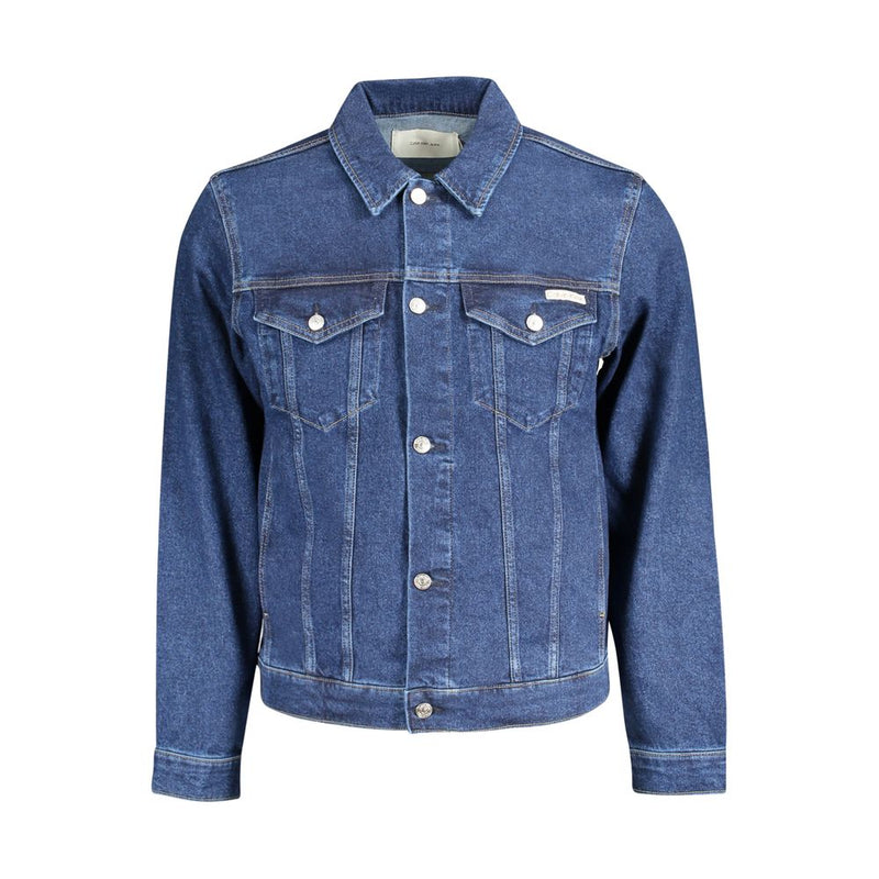 Blue Cotton Men Jacket Calvin Klein