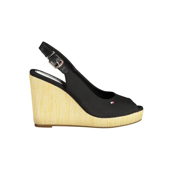 Black Cotton Women Sandal Tommy Hilfiger