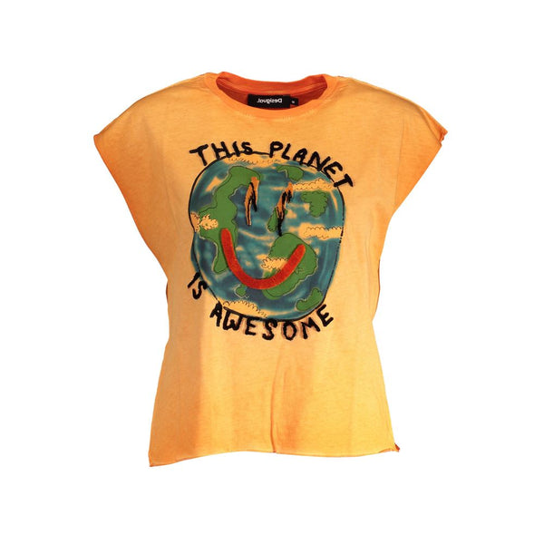 Orange Cotton Women Top Desigual