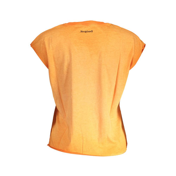 Orange Cotton Women Top Desigual