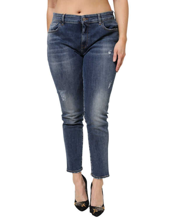 Blue Washed Cotton Low Waist Denim Jeans Dolce & Gabbana