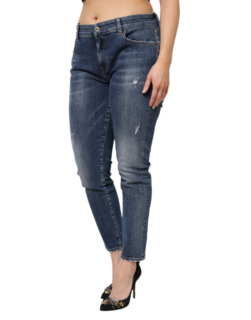Blue Washed Cotton Low Waist Denim Jeans Dolce & Gabbana