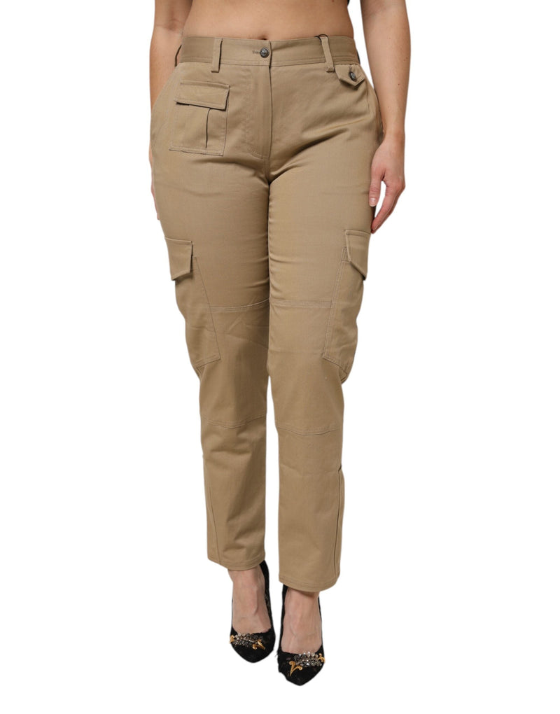 Brown Cotton Cargo Tapered Pants Dolce & Gabbana