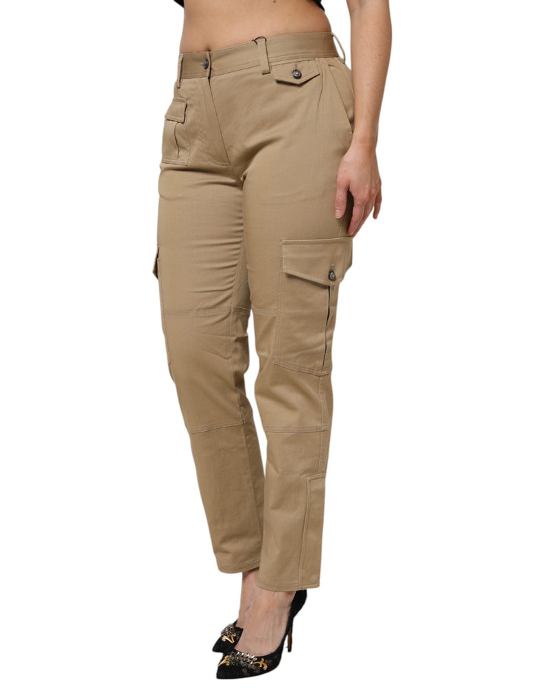 Brown Cotton Cargo Tapered Pants Dolce & Gabbana