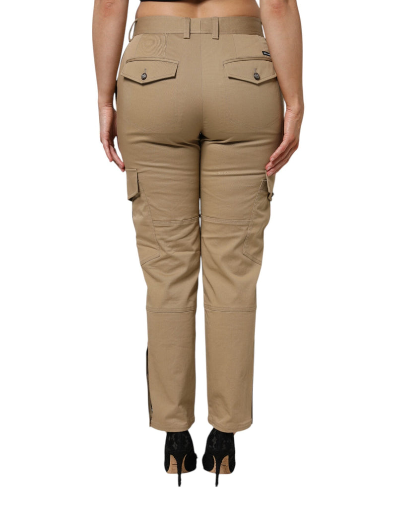 Brown Cotton Cargo Tapered Pants Dolce & Gabbana