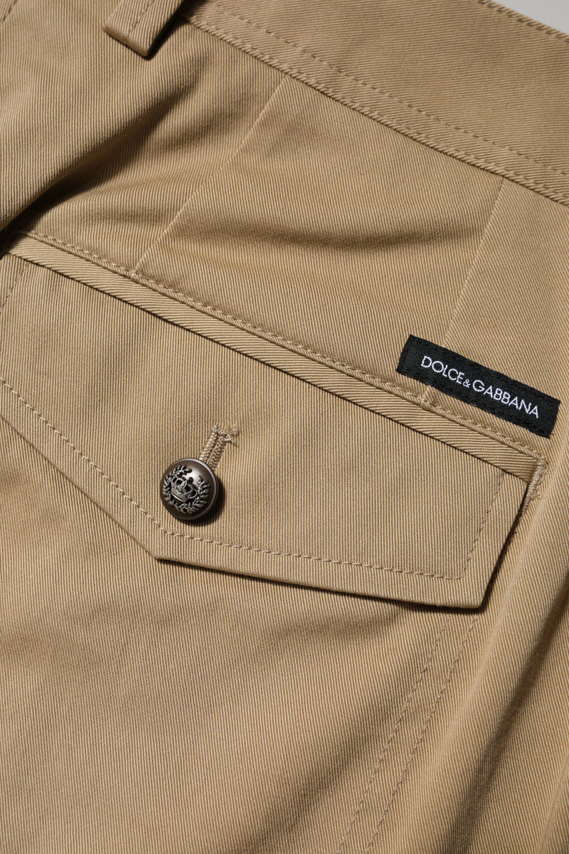 Brown Cotton Cargo Tapered Pants Dolce & Gabbana