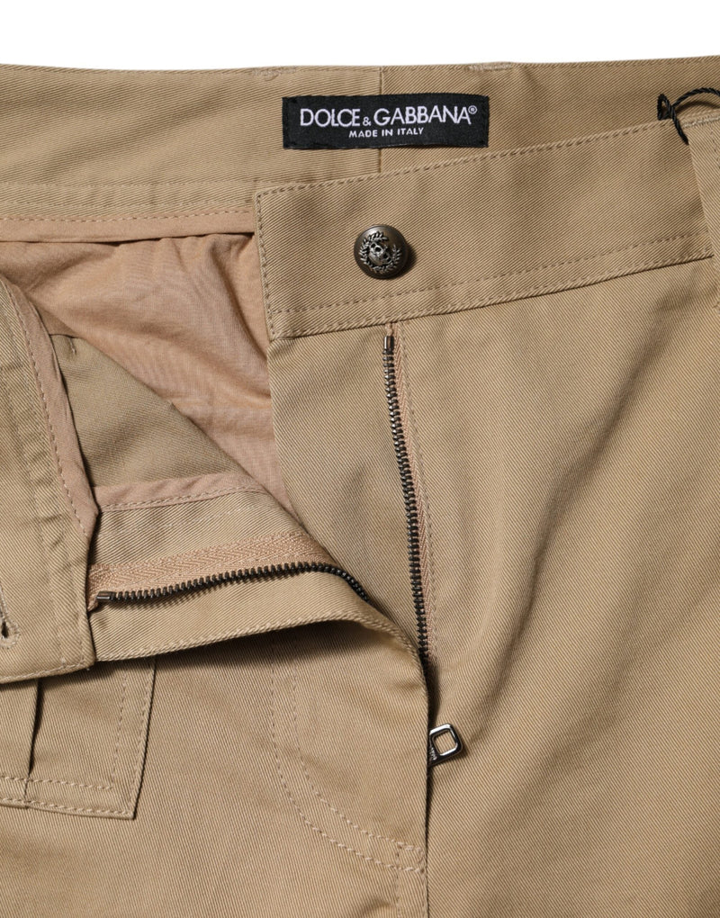 Brown Cotton Cargo Tapered Pants Dolce & Gabbana