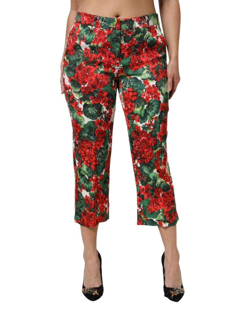 Multicolor Floral Print Cropped Pants Dolce & Gabbana