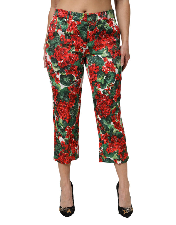Multicolor Floral Print Cropped Pants Dolce & Gabbana