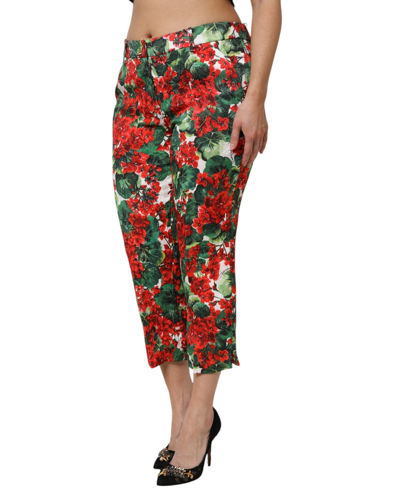 Multicolor Floral Print Cropped Pants Dolce & Gabbana